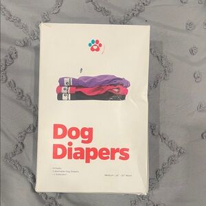 Dog diapers, three washable medium 14 inch to 20 inch waist and one extender